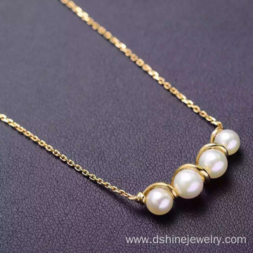 18k Gold Chain Natural Freshwater Real Pearl Necklace